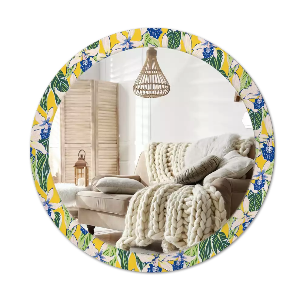 Kulaté dekorativní zrcadlo Orchideje