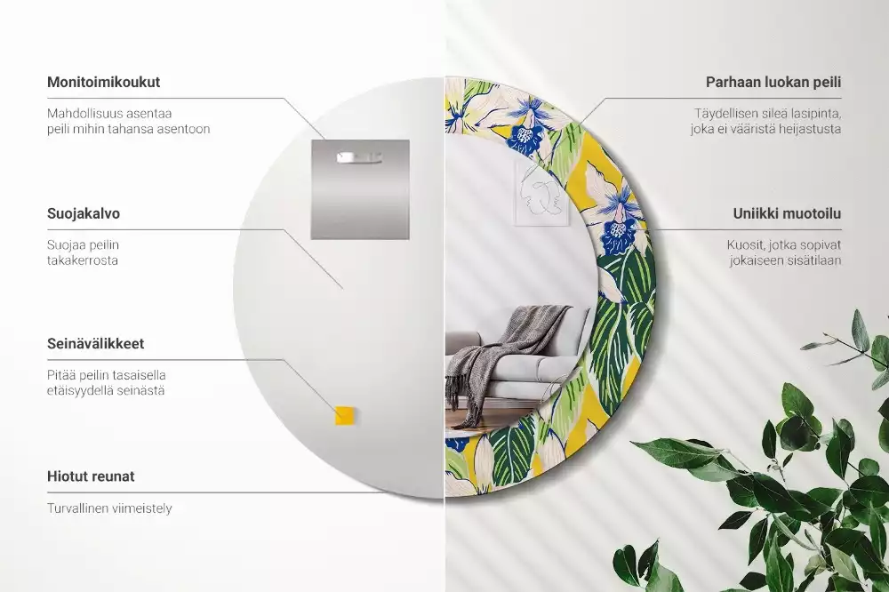 Kulaté dekorativní zrcadlo Orchideje