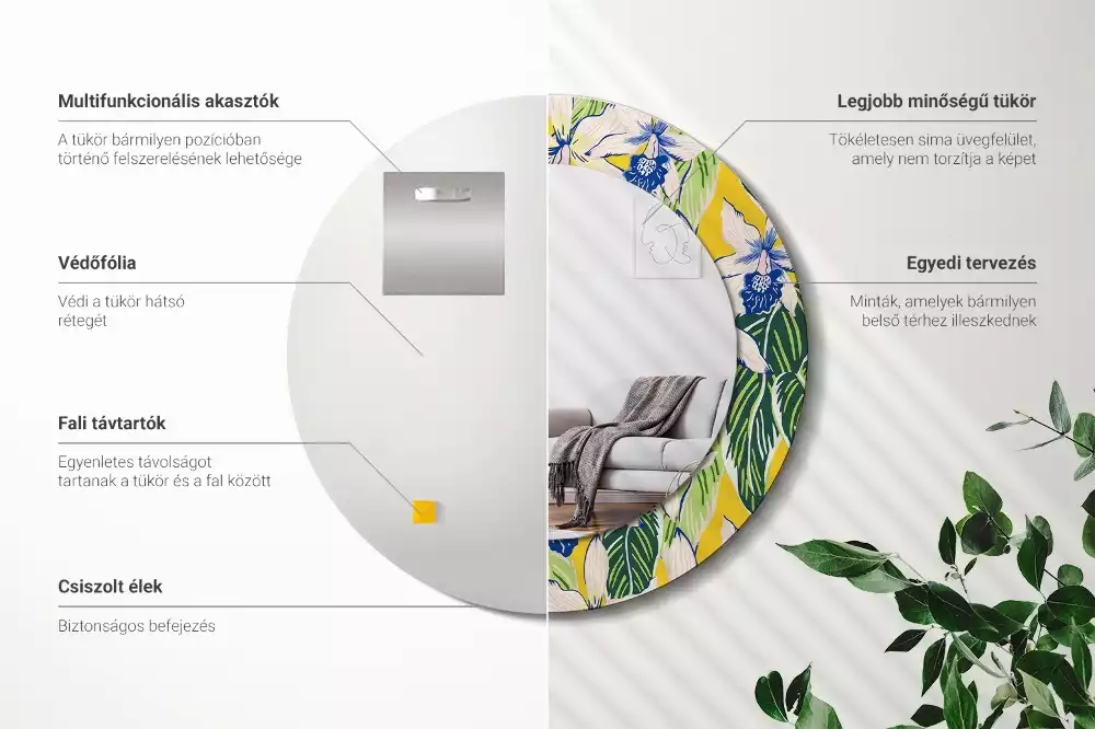 Kulaté dekorativní zrcadlo Orchideje