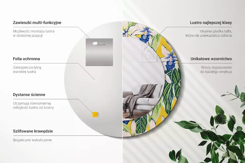 Kulaté dekorativní zrcadlo Orchideje