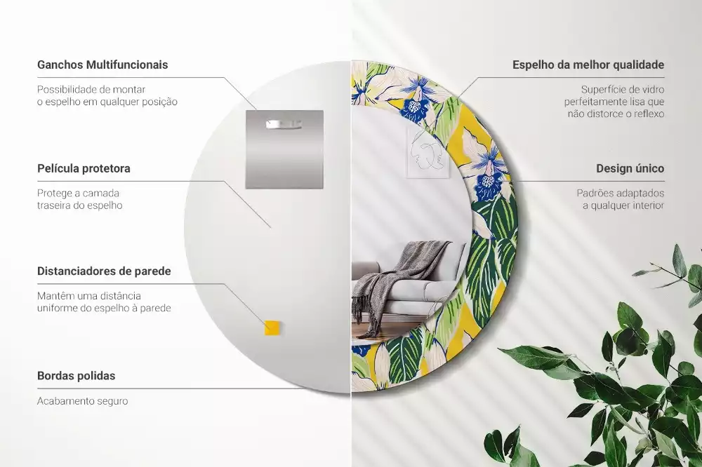 Kulaté dekorativní zrcadlo Orchideje