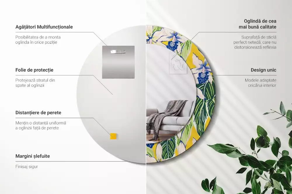 Kulaté dekorativní zrcadlo Orchideje