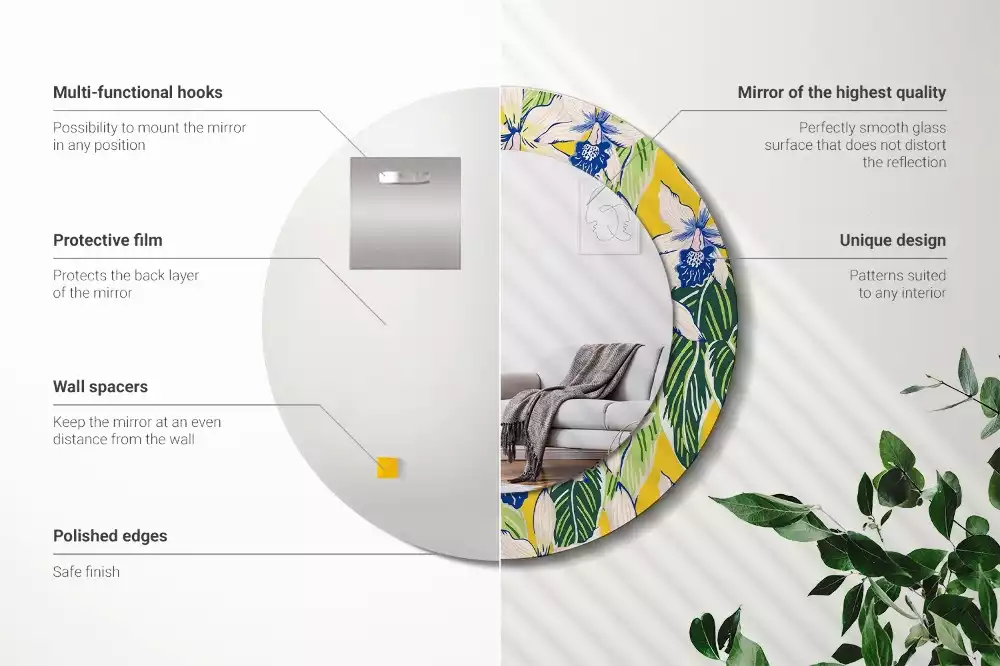 Kulaté dekorativní zrcadlo Orchideje