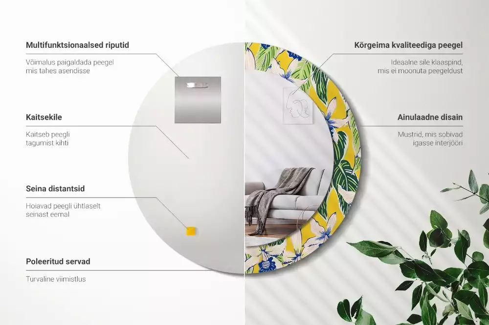 Kulaté dekorativní zrcadlo Orchideje