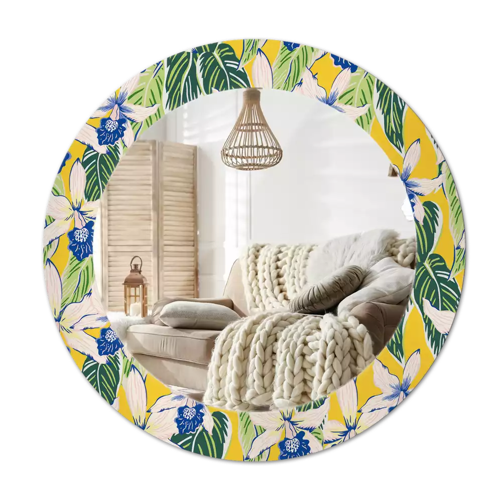 Kulaté dekorativní zrcadlo Orchideje