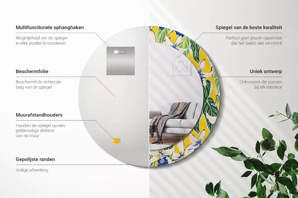 Kulaté dekorativní zrcadlo Orchideje