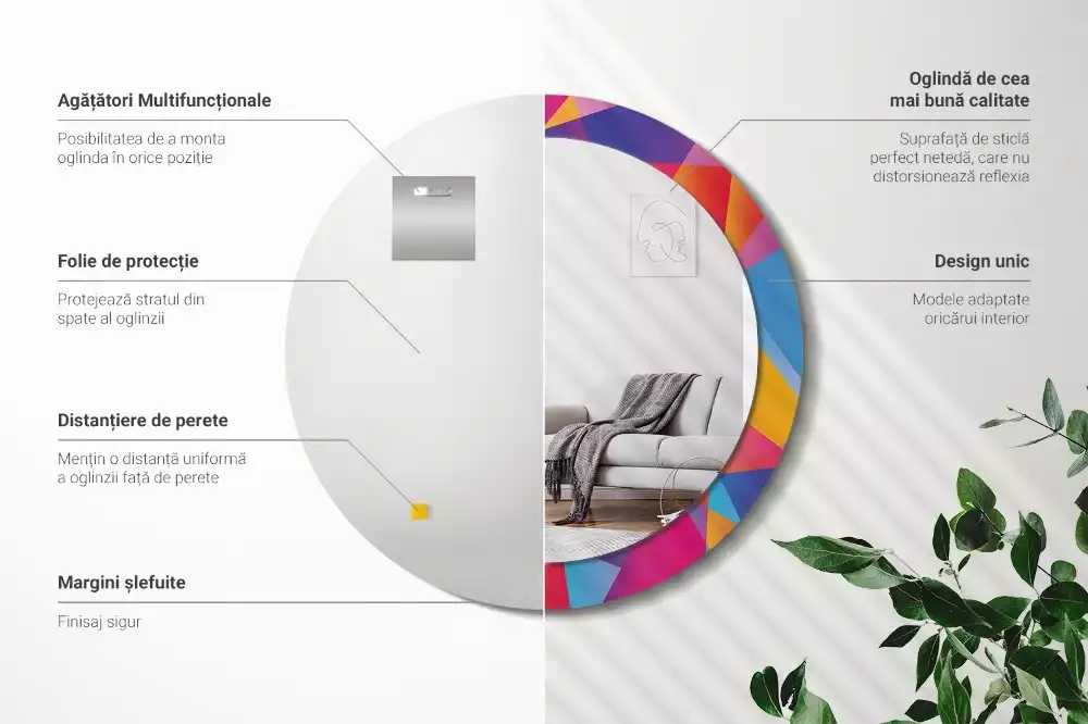 Kulaté dekorativní zrcadlo Geometrické složení