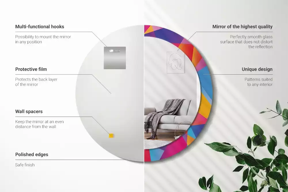 Kulaté dekorativní zrcadlo Geometrické složení