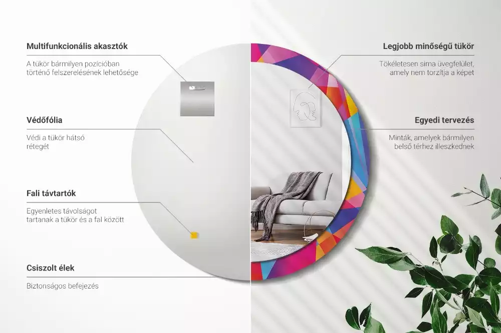 Kulaté dekorativní zrcadlo Geometrické složení