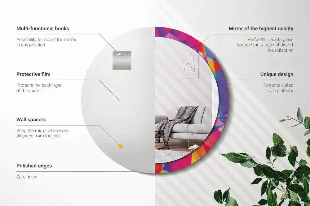 Kulaté dekorativní zrcadlo Geometrické složení