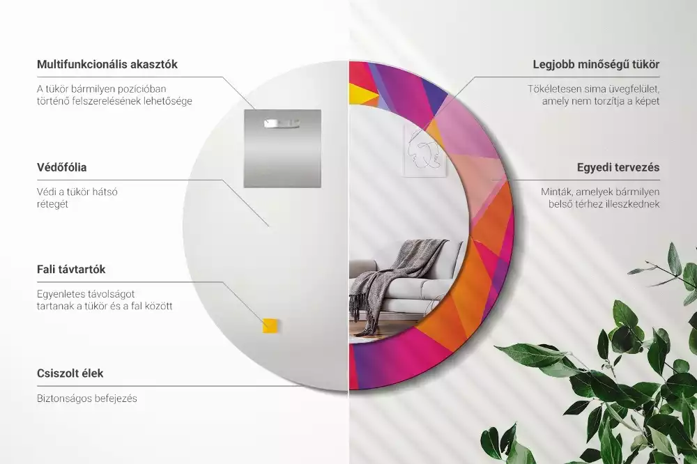 Kulaté dekorativní zrcadlo Geometrické složení