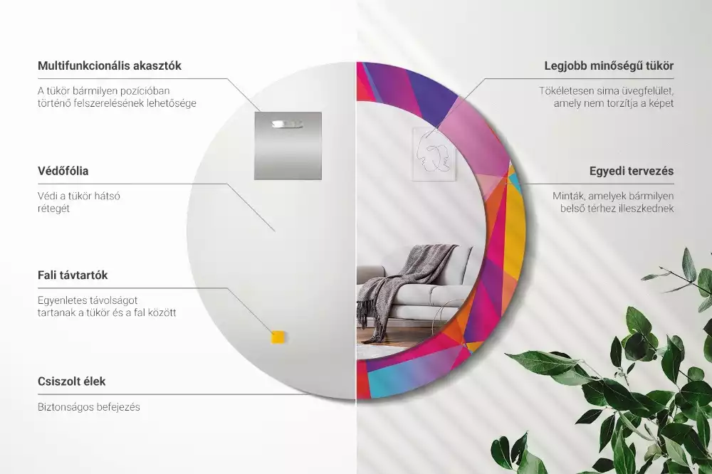 Kulaté dekorativní zrcadlo Geometrické složení