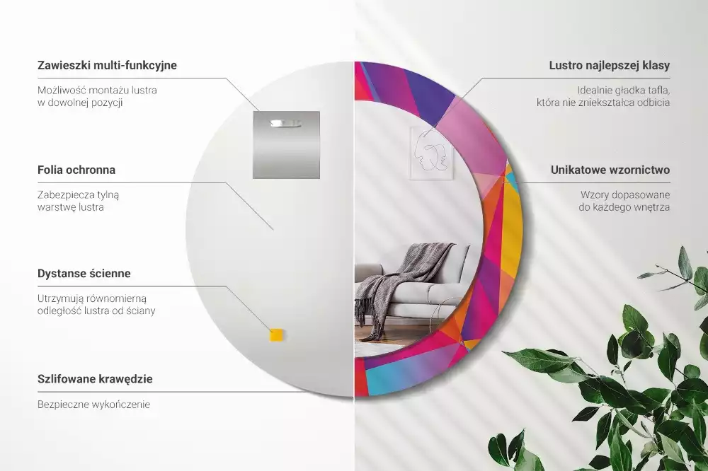 Kulaté dekorativní zrcadlo Geometrické složení