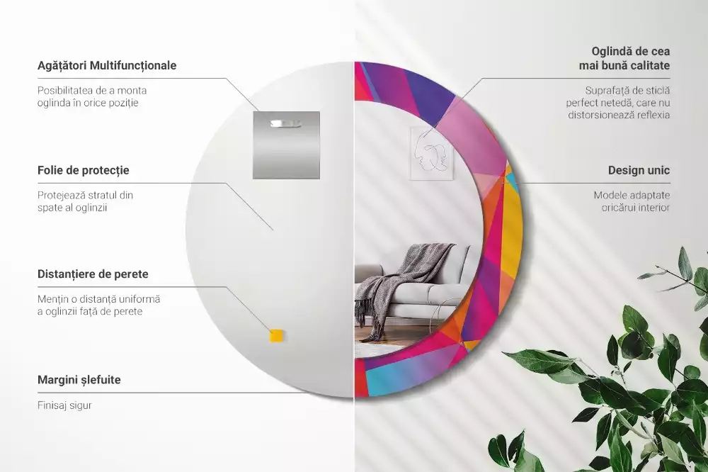 Kulaté dekorativní zrcadlo Geometrické složení