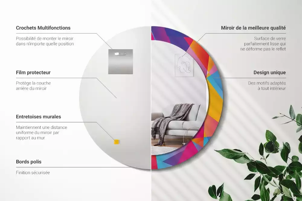 Kulaté dekorativní zrcadlo Geometrické složení