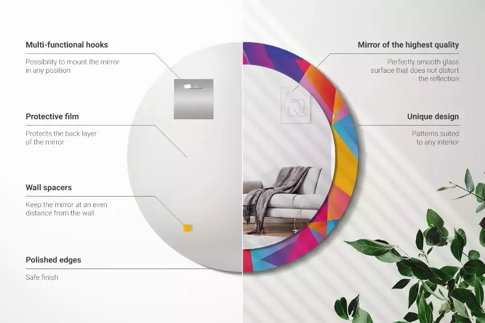 Kulaté dekorativní zrcadlo Geometrické složení