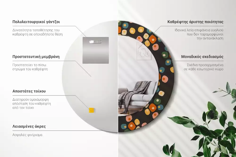 Kulaté dekorativní zrcadlo Květinové tečky