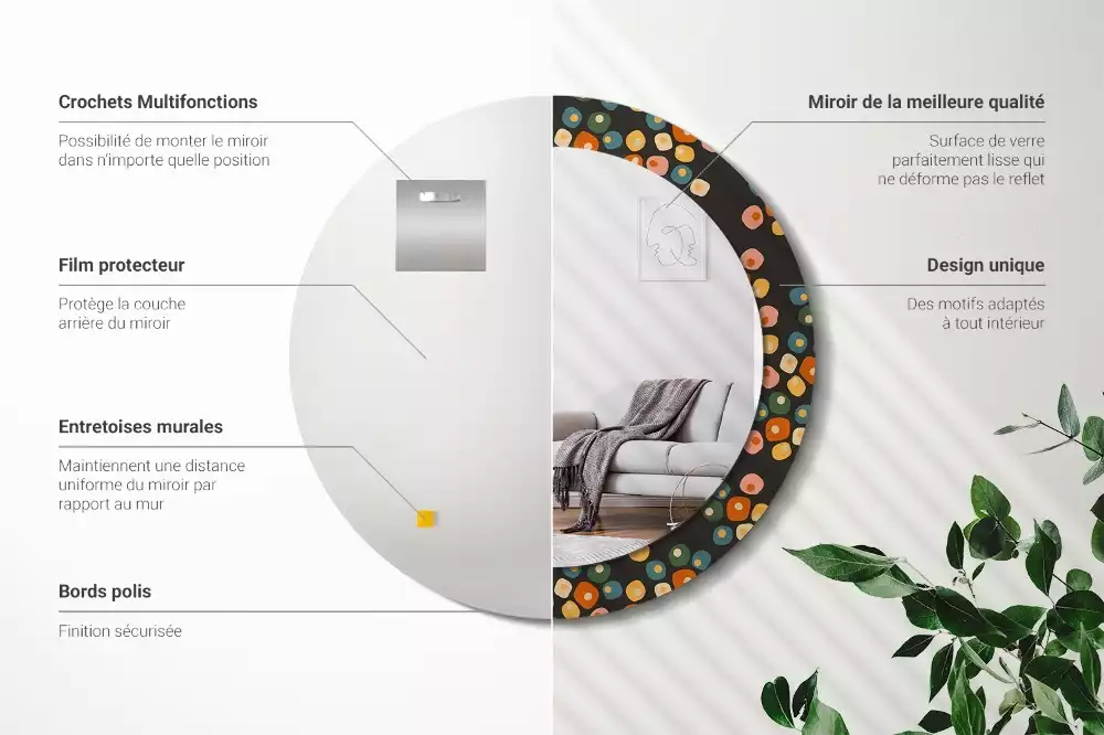 Kulaté dekorativní zrcadlo Květinové tečky