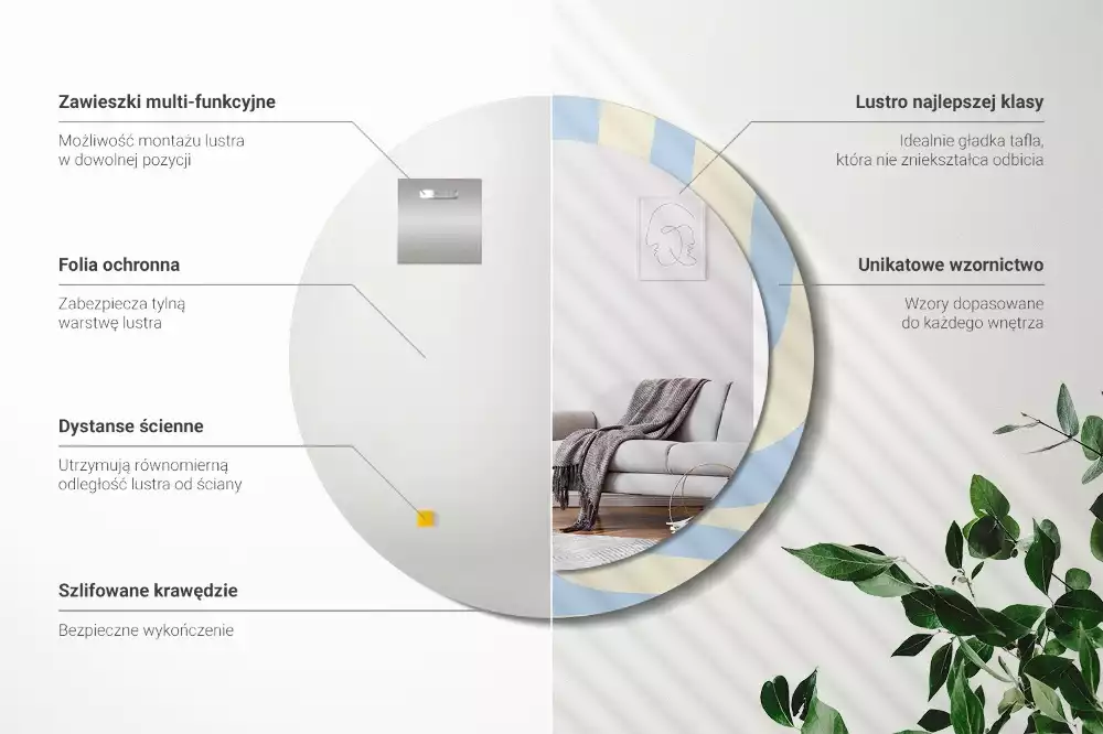Kulaté dekorativní zrcadlo Abstraktní tvar