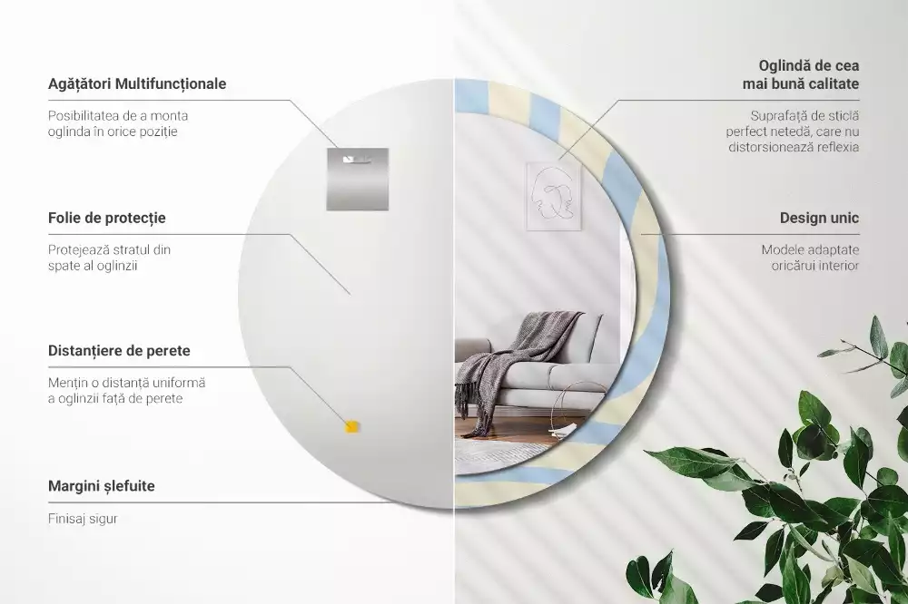 Kulaté dekorativní zrcadlo Abstraktní tvar