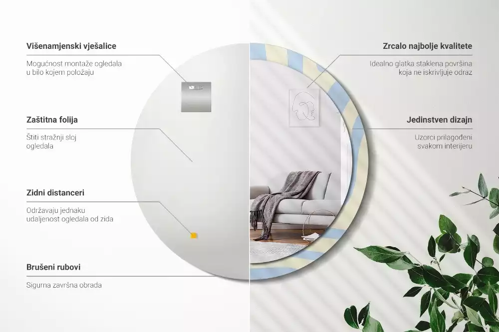 Kulaté dekorativní zrcadlo Abstraktní tvar