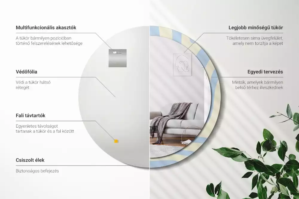 Kulaté dekorativní zrcadlo Abstraktní tvar