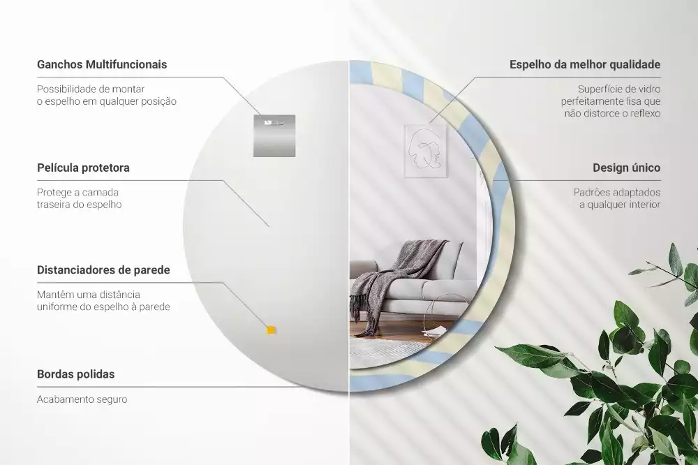 Kulaté dekorativní zrcadlo Abstraktní tvar