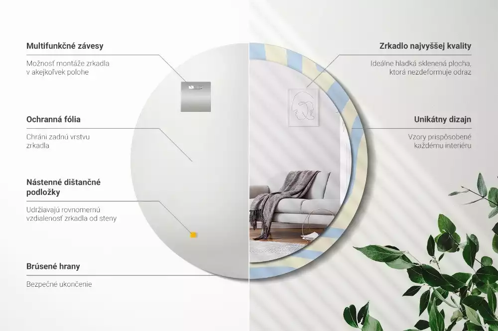 Kulaté dekorativní zrcadlo Abstraktní tvar