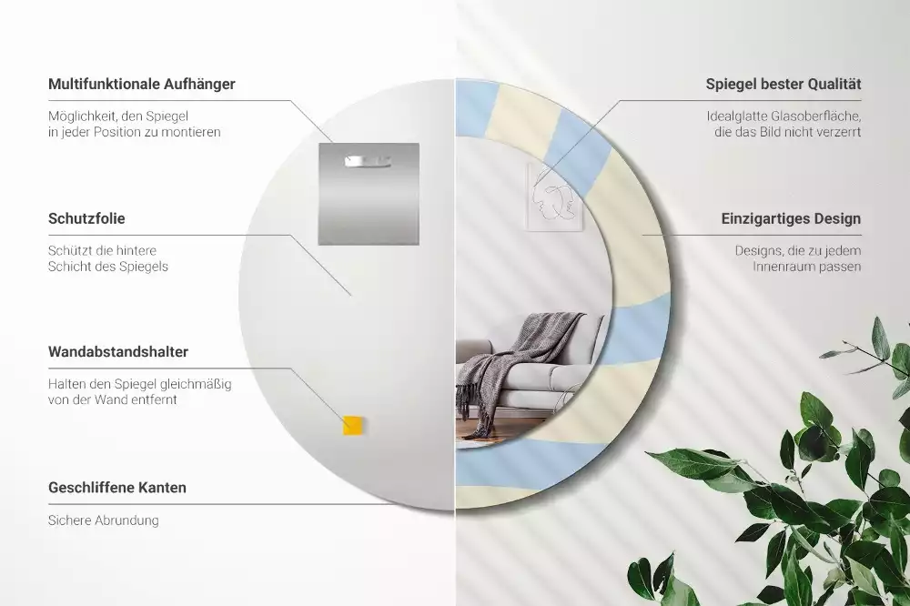 Kulaté dekorativní zrcadlo Abstraktní tvar