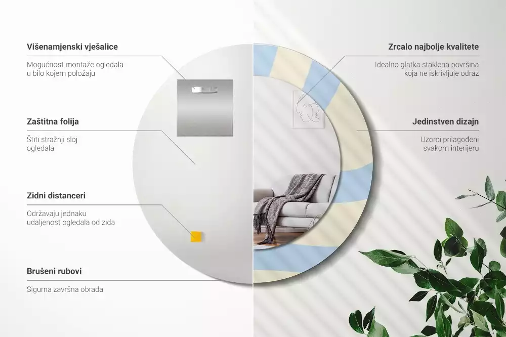 Kulaté dekorativní zrcadlo Abstraktní tvar
