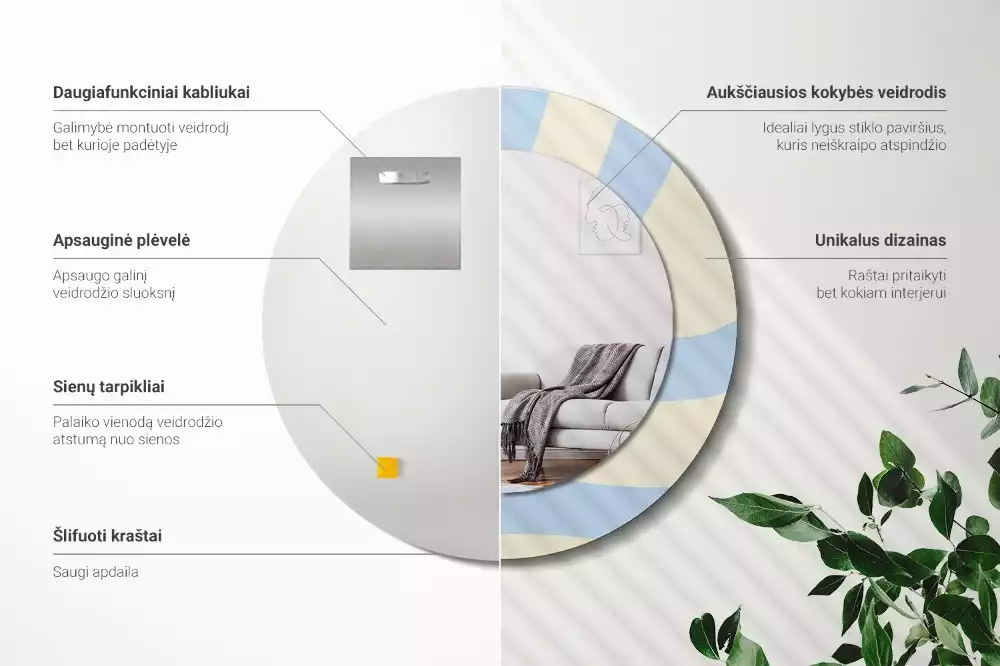Kulaté dekorativní zrcadlo Abstraktní tvar