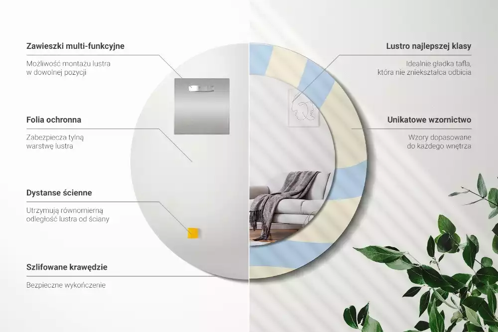 Kulaté dekorativní zrcadlo Abstraktní tvar
