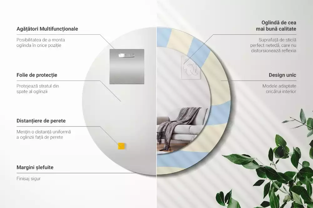 Kulaté dekorativní zrcadlo Abstraktní tvar