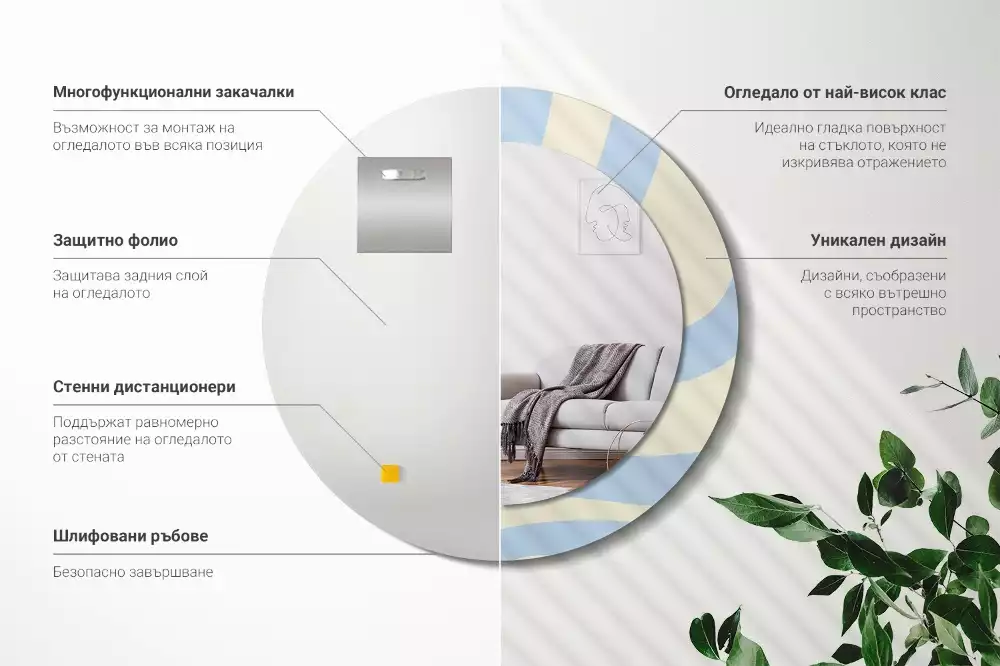 Kulaté dekorativní zrcadlo Abstraktní tvar