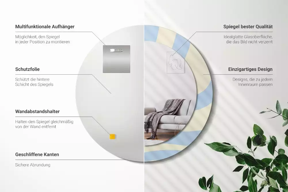 Kulaté dekorativní zrcadlo Abstraktní tvar