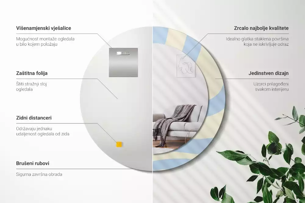 Kulaté dekorativní zrcadlo Abstraktní tvar