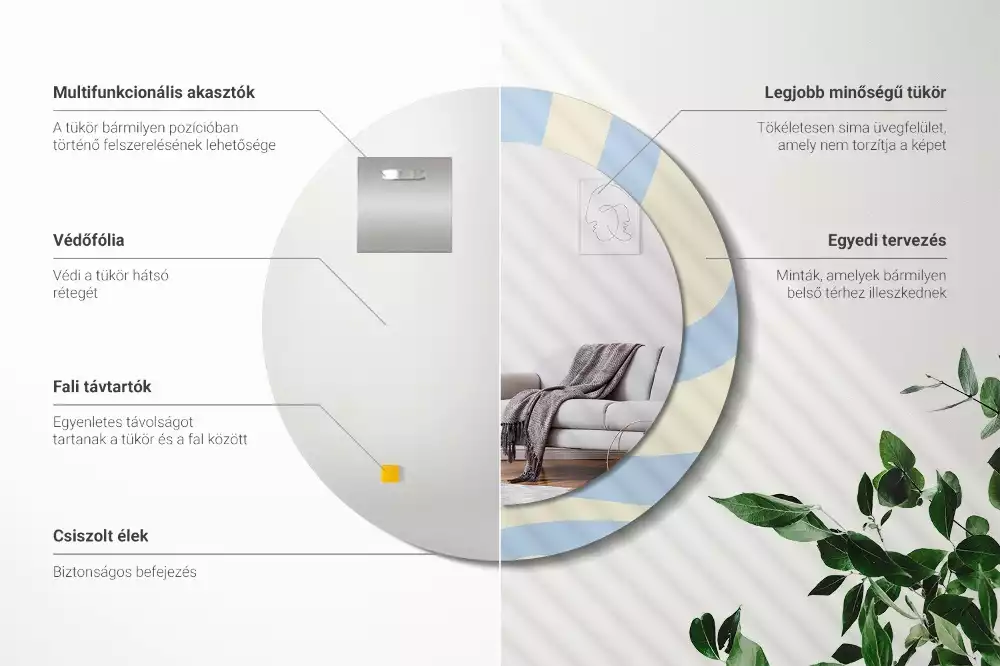 Kulaté dekorativní zrcadlo Abstraktní tvar