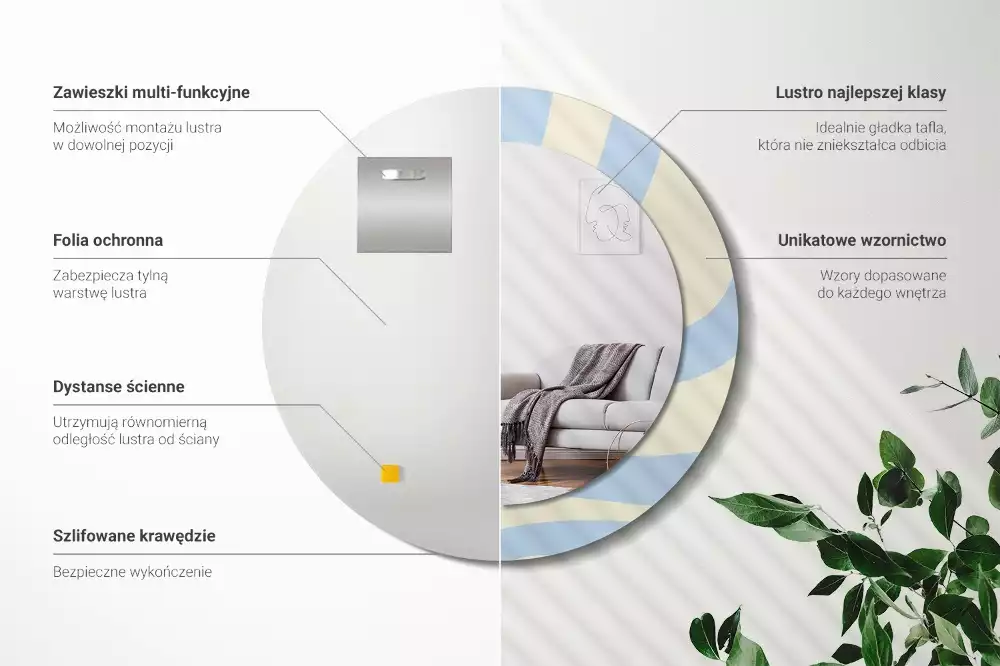 Kulaté dekorativní zrcadlo Abstraktní tvar