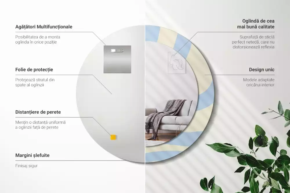 Kulaté dekorativní zrcadlo Abstraktní tvar