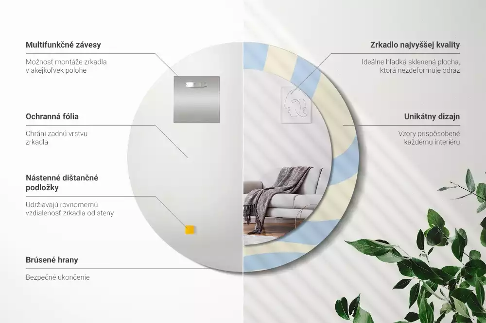 Kulaté dekorativní zrcadlo Abstraktní tvar