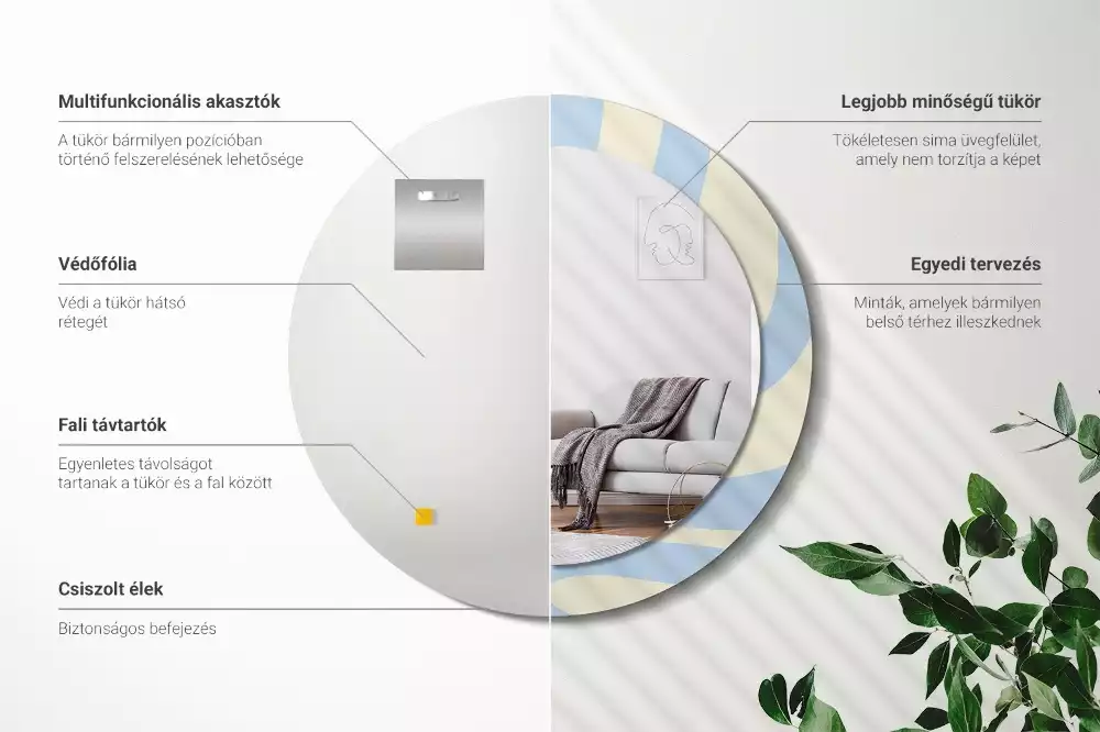Kulaté dekorativní zrcadlo Abstraktní tvar