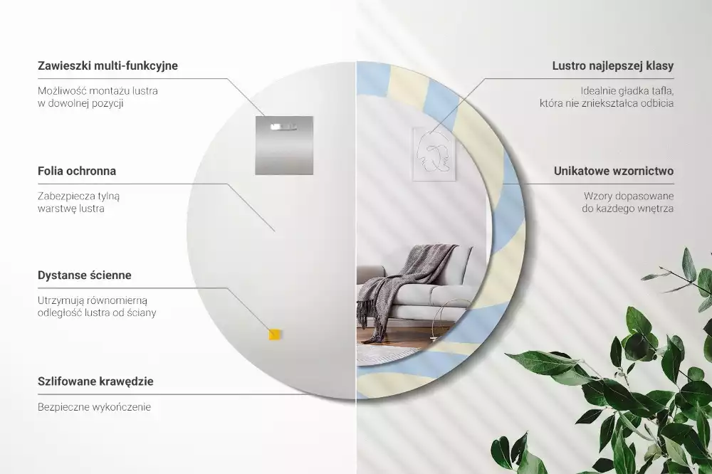 Kulaté dekorativní zrcadlo Abstraktní tvar