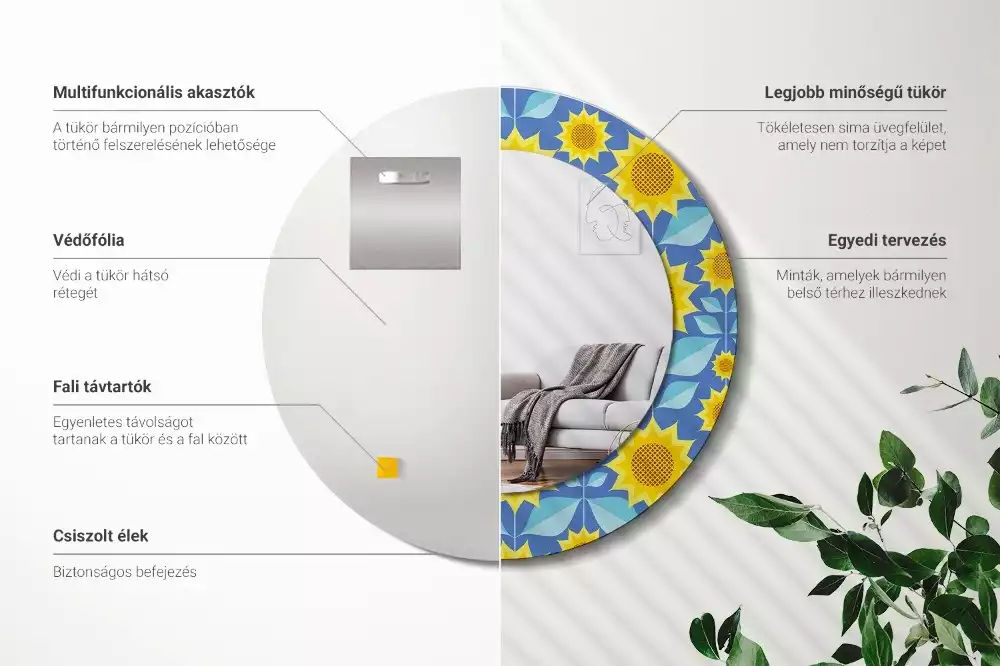 Kulaté dekorativní zrcadlo Geometrické slunečnice