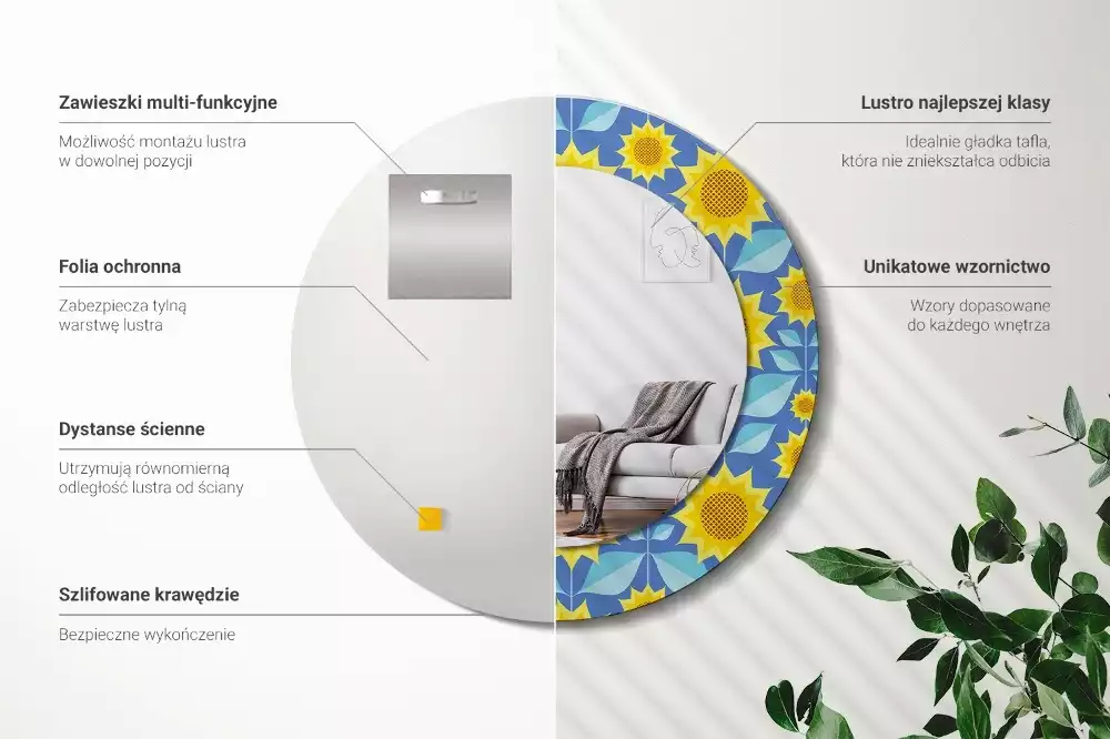 Kulaté dekorativní zrcadlo Geometrické slunečnice