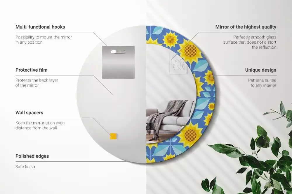 Kulaté dekorativní zrcadlo Geometrické slunečnice