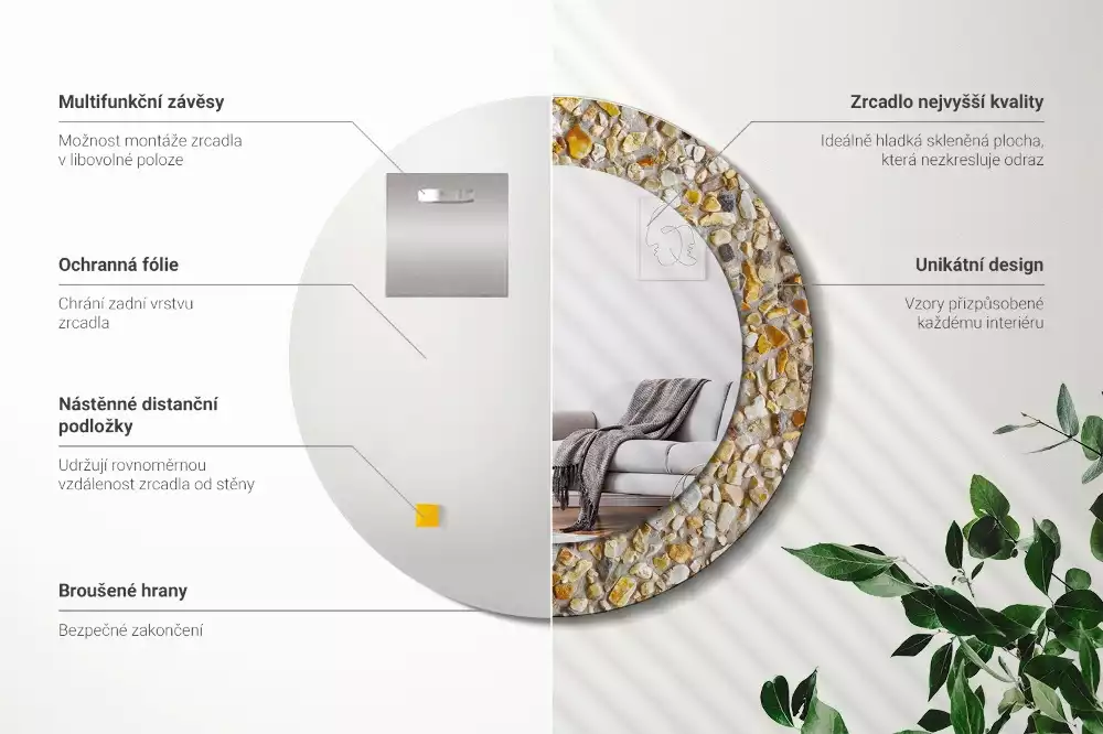 Kulaté dekorativní zrcadlo Terrazzo vzor