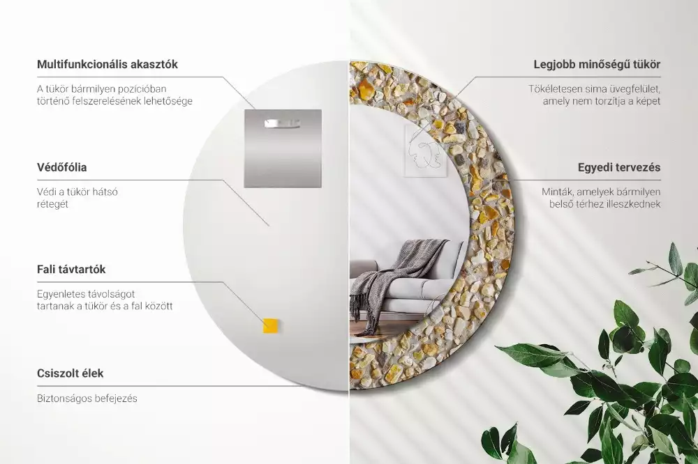 Kulaté dekorativní zrcadlo Terrazzo vzor