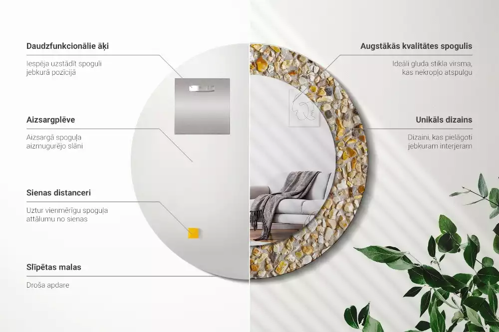 Kulaté dekorativní zrcadlo Terrazzo vzor