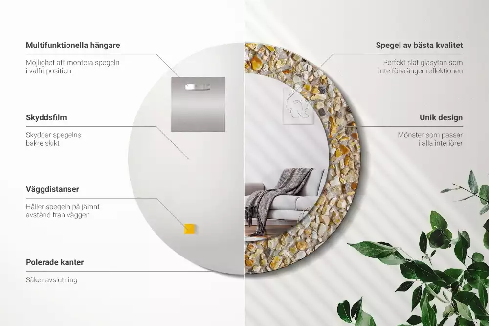 Kulaté dekorativní zrcadlo Terrazzo vzor