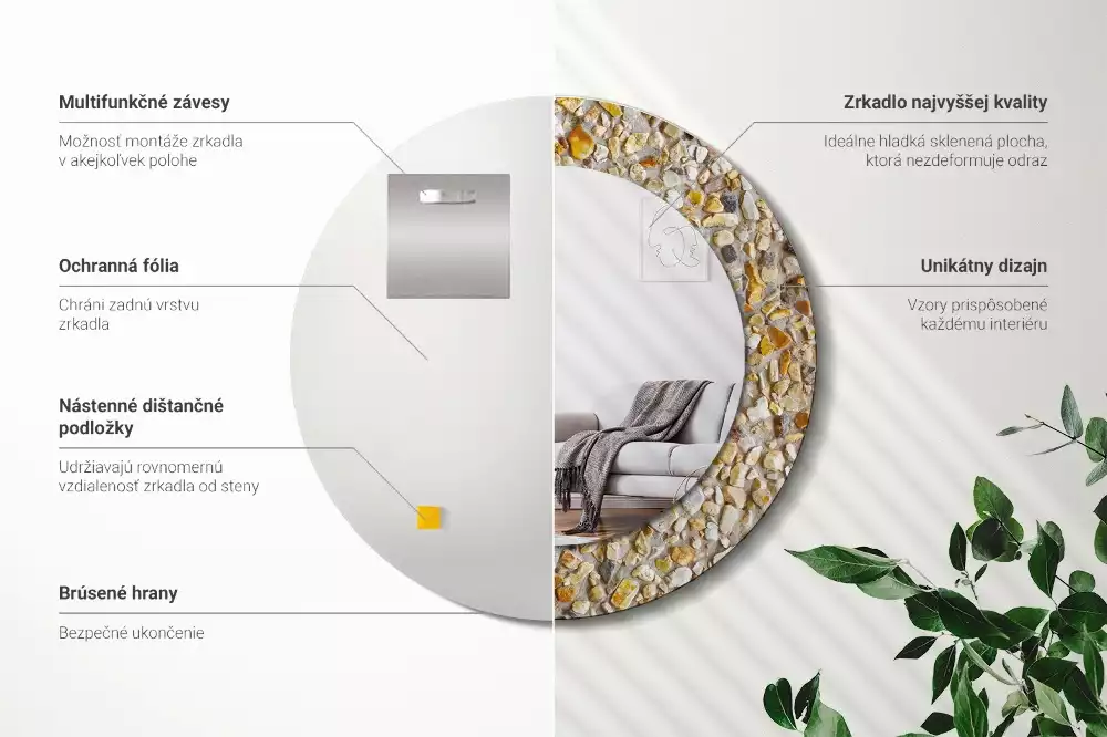 Kulaté dekorativní zrcadlo Terrazzo vzor